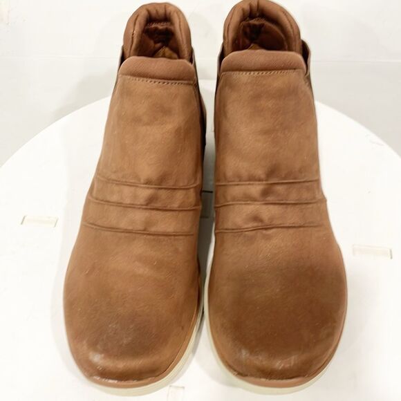 Ryka Women Water Repellent‎ Niah Wedge Ankle Boots Sz 9.5 M Brown Fabric Slip On - Picture 6 of 13